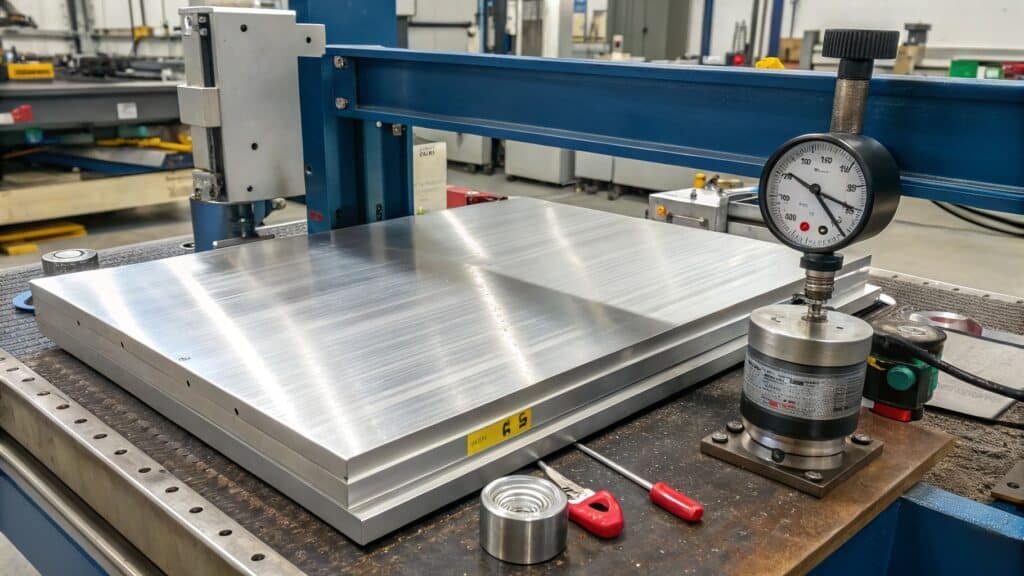 Sheet of 5052 aluminum being bent easily